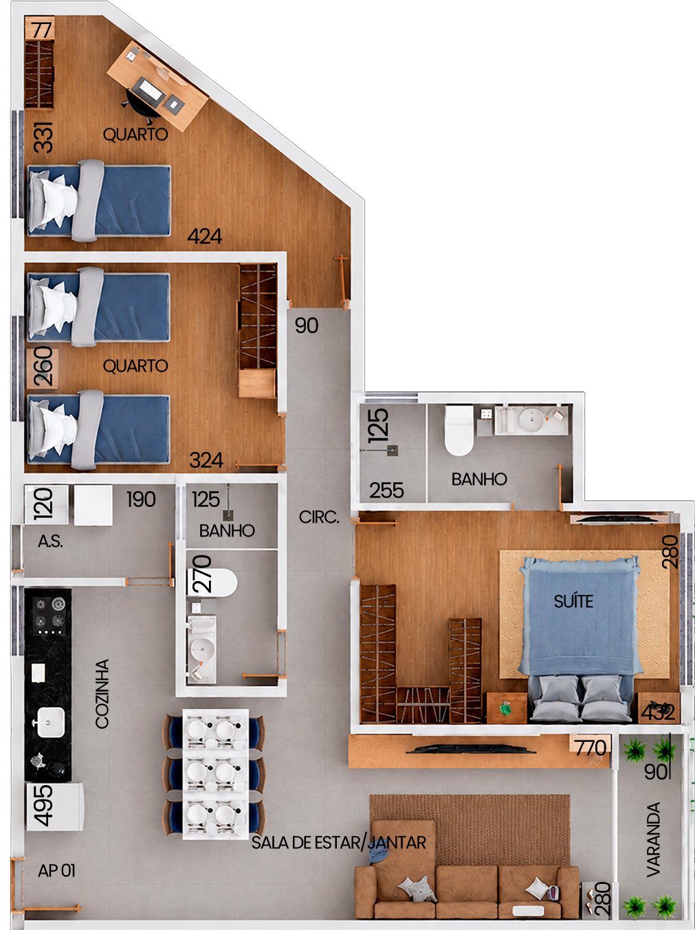 Planta TIPO A Final 01 — 81,61m²